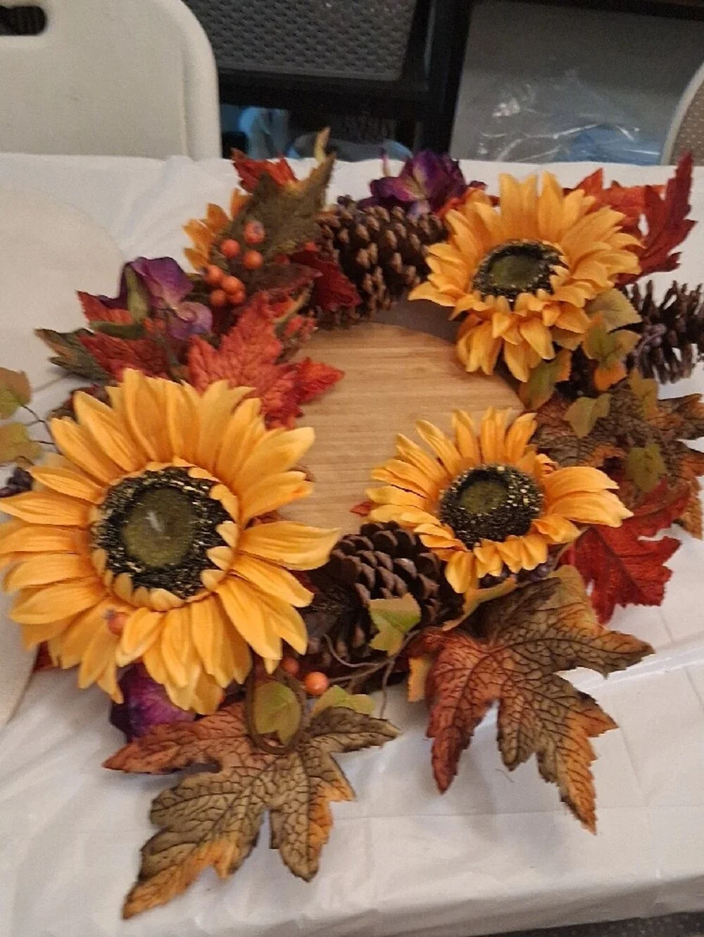 Autumn Sunflower & Pinecone Garland - Yellow and Brown Fall Accent